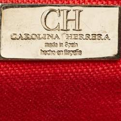 Pre Owned CH Carolina Herrera Black Embossed Leather Top Handle Bag