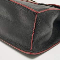 Pre Owned CH Carolina Herrera Black Embossed Leather Top Handle Bag