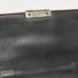 Pre Owned CH Carolina Herrera Black Embossed Leather Top Handle Bag
