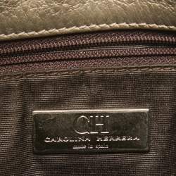 Pre Owned CH Carolina Herrera Grey Monogram Embossed Leather Audrey Shoulder Bag