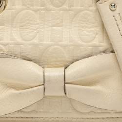 CH Carolina Herrera Cream Monogram Leather Audrey Shoulder Bag