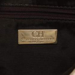 CH Carolina Herrera Cream Monogram Leather Audrey Shoulder Bag