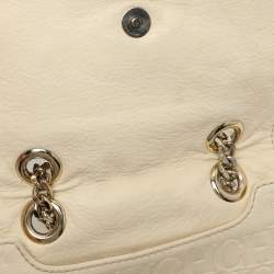 CH Carolina Herrera Cream Monogram Leather Audrey Shoulder Bag