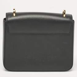 CH Carolina Herrera Black Leather Medium Initials Insignia Shoulder Bag