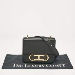 CH Carolina Herrera Black Leather Medium Initials Insignia Shoulder Bag