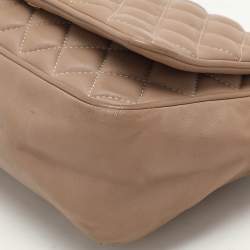 CH Carolina Herrera Beige Quilted Leather Flap Shoulder Bag