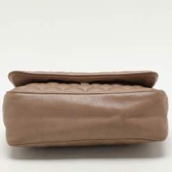 CH Carolina Herrera Beige Quilted Leather Flap Shoulder Bag