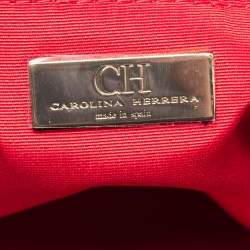 CH Carolina Herrera Black Monogram Embossed Leather Zip Chain Shoulder Bag