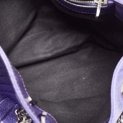 Pre Owned CH Carolina Herrera Metallic Purple Leather Chain Tote