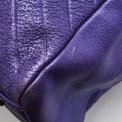 Pre Owned CH Carolina Herrera Metallic Purple Leather Chain Tote