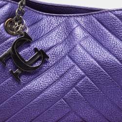 Pre Owned CH Carolina Herrera Metallic Purple Leather Chain Tote