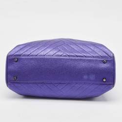 Pre Owned CH Carolina Herrera Metallic Purple Leather Chain Tote