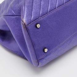 Pre Owned CH Carolina Herrera Metallic Purple Leather Chain Tote
