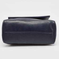 CH Carolina Herrera Blue Leather Minuetto Flap Top Handle Bag
