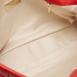 Pre Owned CH Carolina Herrera Red Monogram Leather Double Flap Shoulder Bag