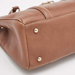 مملوكة مسبقًا CH Carolina Herrera Brown Pebbled Leather Matteo Tote