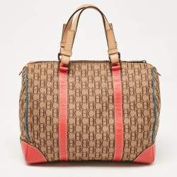 CH Carolina Herrera Multicolor Monogram Canvas and Leather Andy Boston Bag