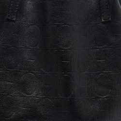 CH Carolina Herrera Black Monogram Leather Matryoshka Tote