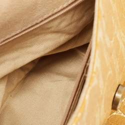 Pre Owned CH Carolina Herrera Yellow Monogram Embossed Leather Shoulder Bag