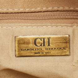Pre Owned CH Carolina Herrera Yellow Monogram Embossed Leather Shoulder Bag