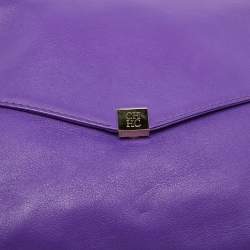Pre Owned CH Carolina Herrera Purple Leather Chain Flap Shoulder Bag