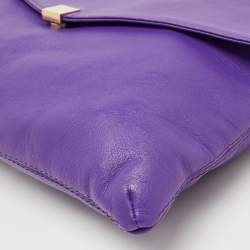 Pre Owned CH Carolina Herrera Purple Leather Chain Flap Shoulder Bag