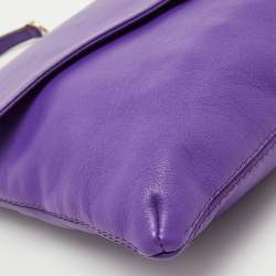 Pre Owned CH Carolina Herrera Purple Leather Chain Flap Shoulder Bag