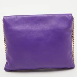 Pre Owned CH Carolina Herrera Purple Leather Chain Flap Shoulder Bag