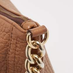 Pre Owned CH Carolina Herrera Brown Pebbled Leather Chain Tassel Shoulder Bag