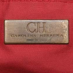 مملوكة مسبقًا CH Carolina Herrera Red Metallic Monogram Leather Chain Tote