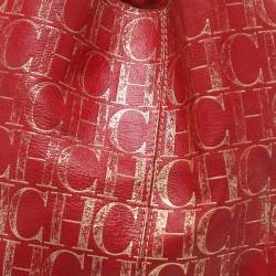 مملوكة مسبقًا CH Carolina Herrera Red Metallic Monogram Leather Chain Tote