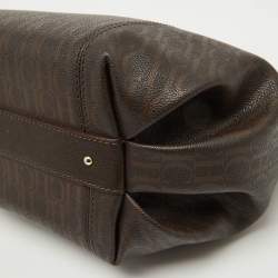 Pre Owned CH Carolina Herrera Brown Monogram Coated Canvas and Leather Dahlia Hobo