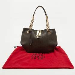 Pre Owned CH Carolina Herrera Brown Monogram Coated Canvas and Leather Dahlia Hobo