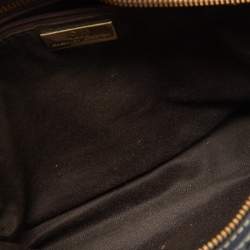 CH Carolina Herrera Navy Blue Monogram Embossed Leather Flap Top Handle Bag