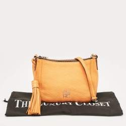 Pre Owned CH Carolina Herrera Yellow Leather Tassel Chain Crossbody Bag