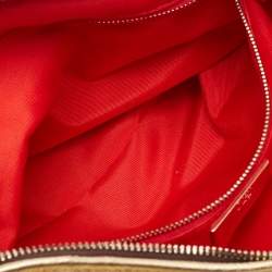 Pre Owned CH Carolina Herrera Gold Monogram Embossed Leather Dahlia Hobo