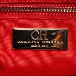 Pre Owned CH Carolina Herrera Gold Monogram Embossed Leather Dahlia Hobo