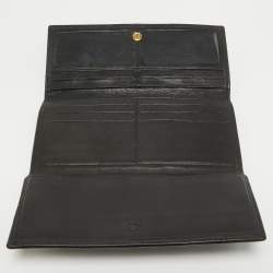 CH Carolina Herrera Black Quilted Leather Trifold Wallet