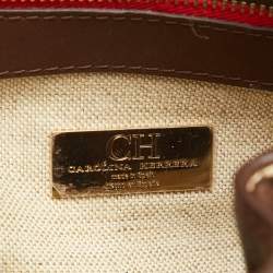 CH Carolina Herrera Brown Monogram Embossed Leather Flap Backpack