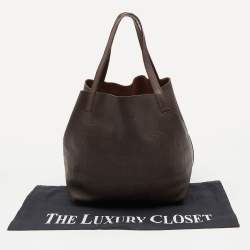 Pre Owned CH Carolina Herrera Choco Brown Monogram Leather Matryoshka Tote