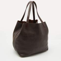 Pre Owned CH Carolina Herrera Choco Brown Monogram Leather Matryoshka Tote