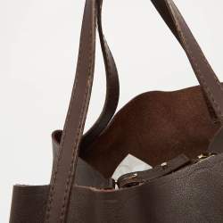 Pre Owned CH Carolina Herrera Choco Brown Monogram Leather Matryoshka Tote