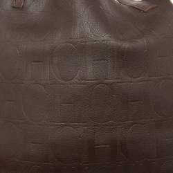 Pre Owned CH Carolina Herrera Choco Brown Monogram Leather Matryoshka Tote