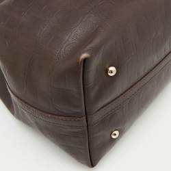 Pre Owned CH Carolina Herrera Choco Brown Monogram Leather Matryoshka Tote