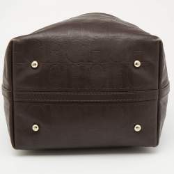 Pre Owned CH Carolina Herrera Choco Brown Monogram Leather Matryoshka Tote
