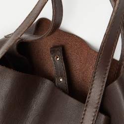 Pre Owned CH Carolina Herrera Choco Brown Monogram Leather Matryoshka Tote