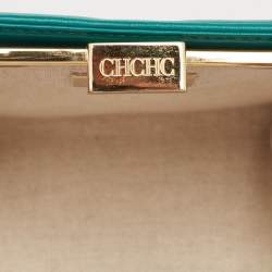 CH Carolina Herrera Green Quilted Leather Frame Chain Clutch