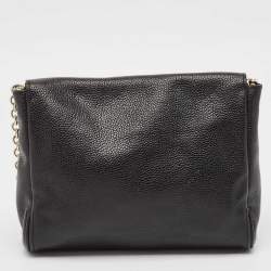 CH Carolina Herrera Black Leather Chain Flap Shoulder Bag