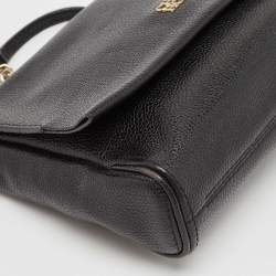 CH Carolina Herrera Black Leather Chain Flap Shoulder Bag