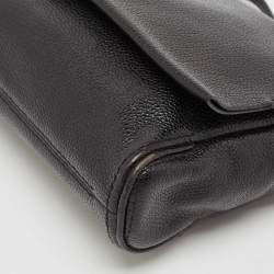 CH Carolina Herrera Black Leather Chain Flap Shoulder Bag